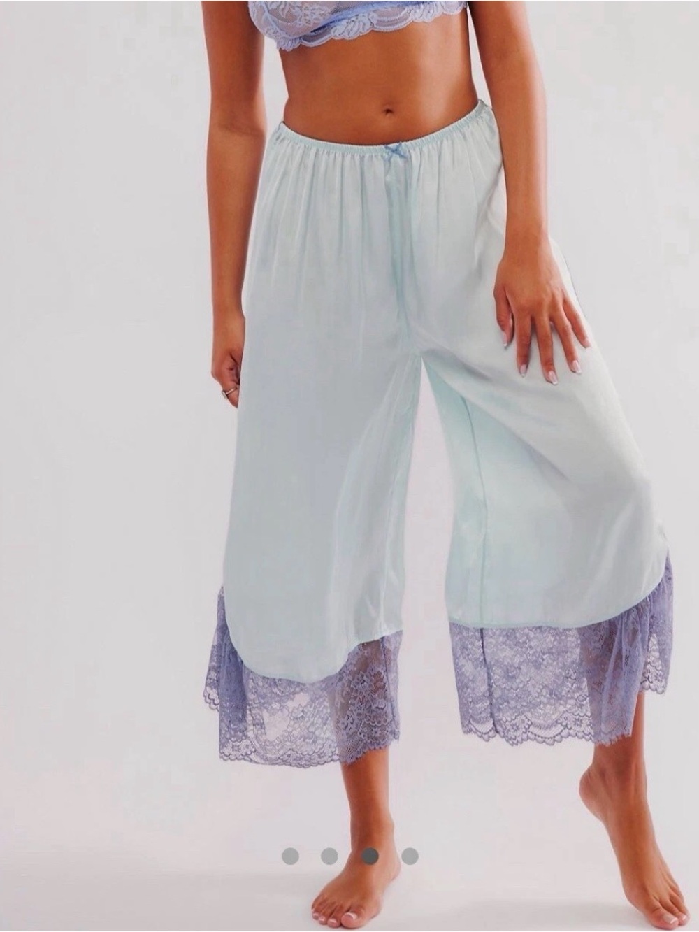 NWT FREE PEOPLE morning kiss satin lace sleep pants s small XS